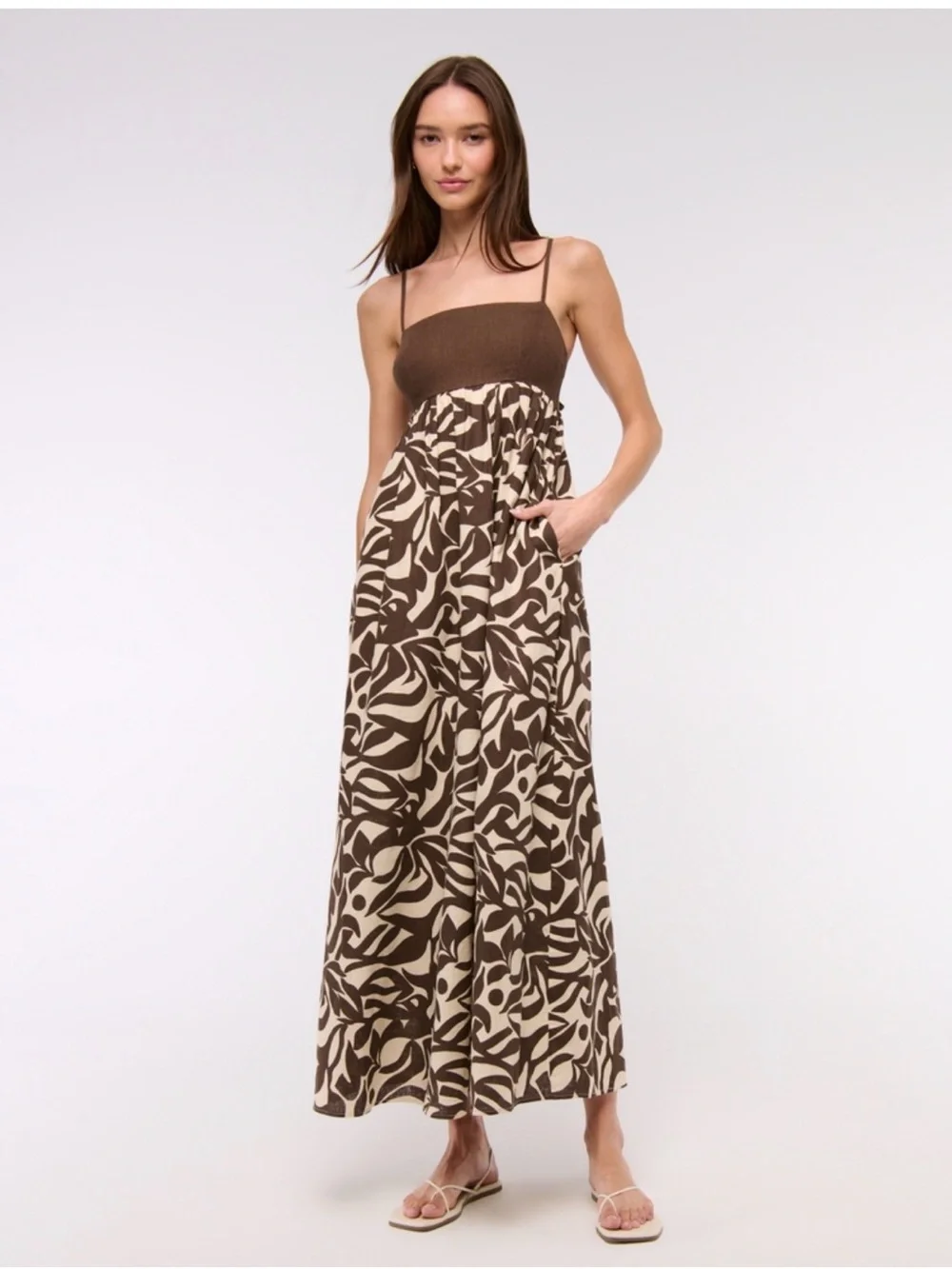 NWT Abercrombie & Fitch Tie-Back Babydoll Maxi Dress Size Small TALL